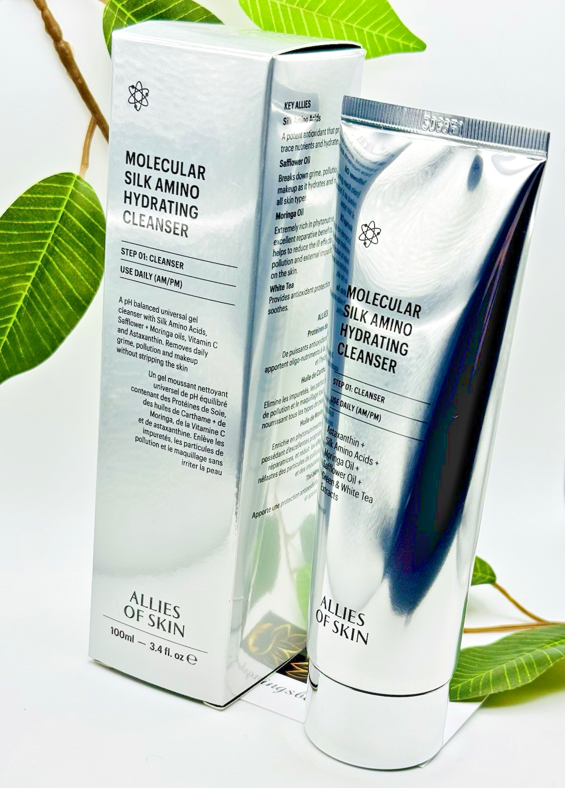 NEW Allies Of Skin Molecular Silk Amino Hydrating Cleanser 100ml Boxed 🩶
