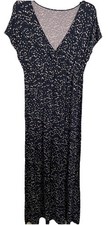 Essentials Women’s V-Neck Waisted maxi Dress /Navy Abstract Medium 