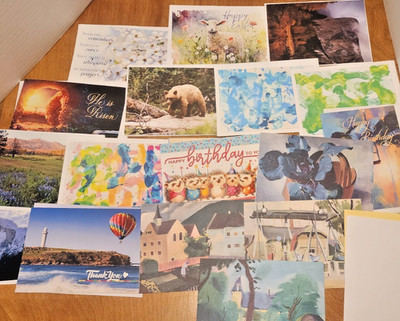 16 Assorted Greeting Cards Lot Blank Birthday Easter Religious Nature Art