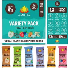 Nut Vegan Protein Bars 12 Pack, 12g Plant Based, Gluten Free Variety Pack 6