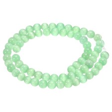 65pcs Light Green Cat's Eye Stone Beads 6mm Round Crystal Loose Bead