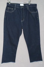 Current Elliott Jeans Womens 32 Blue The StovePipe High Rise Cropped Raw Hem