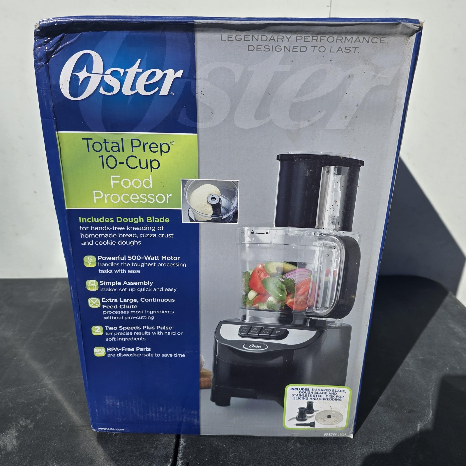 Oster Total Prep 10-Cup Food Processor 500W Black Dough Blad