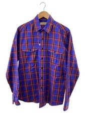 BURBERRY Nova Check Blue Flap Pocket Long Sleeve Shirt M Cotton BLU Check