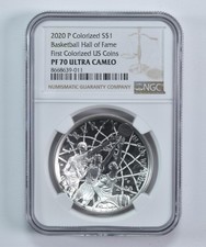 2020-P Basketball Hall Of Fame Commemorative Dollar Colored PF70 UCAM NGC *6737