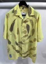MCQ Alexander Mcqueen- Yellow Leaf Print Silk Shirt Size: L