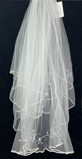 New with Tags Davids Bridal White Sheer Veil Swarovski Crystals 30" Wedding Day