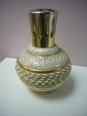 LAMPE BERGER PARIS MADE IN FRANCE SANDSTONE BREUGNOT  ''GREY GREEN AND GOLD''