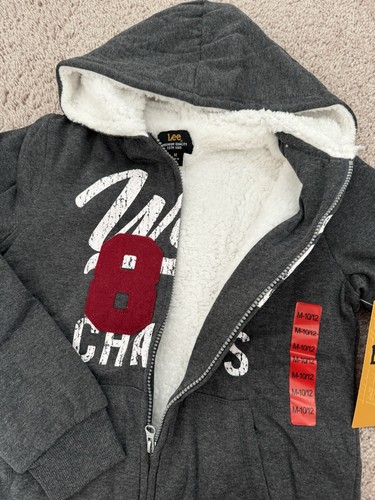 NWT Lee Big Boys Sherpa Lined Hoodie Jacket(GRAY M 10/12) - Picture 4 of 5