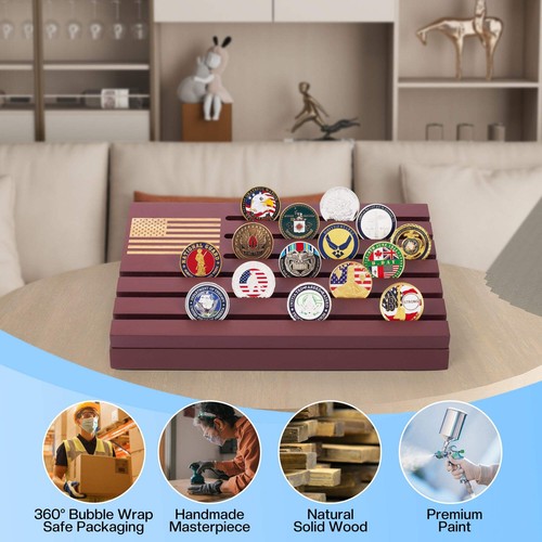 Eleganter Mahagoni Challenge Münzhalter für Militärhelden und Sammler - Bild 7 von 10