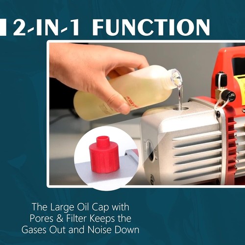 Dual-Stage HVAC Vacuum Pump 5.0 CFM Car AC and HVAC Repair Tool Kit - Picture 8 of 9