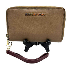 Michael Kors Beige Zip Around Wristlet Wallet