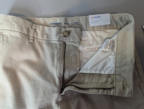 Old Navy Pants 28x30 Beige Slim Built-In Flex Rotation Chino Straight Leg Casual - Picture 3 of 9