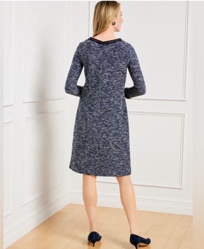 NWT Talbots Blue Tweed Sheath Cotton Blend Shift Dress Size 12 Large - Picture 2 of 8