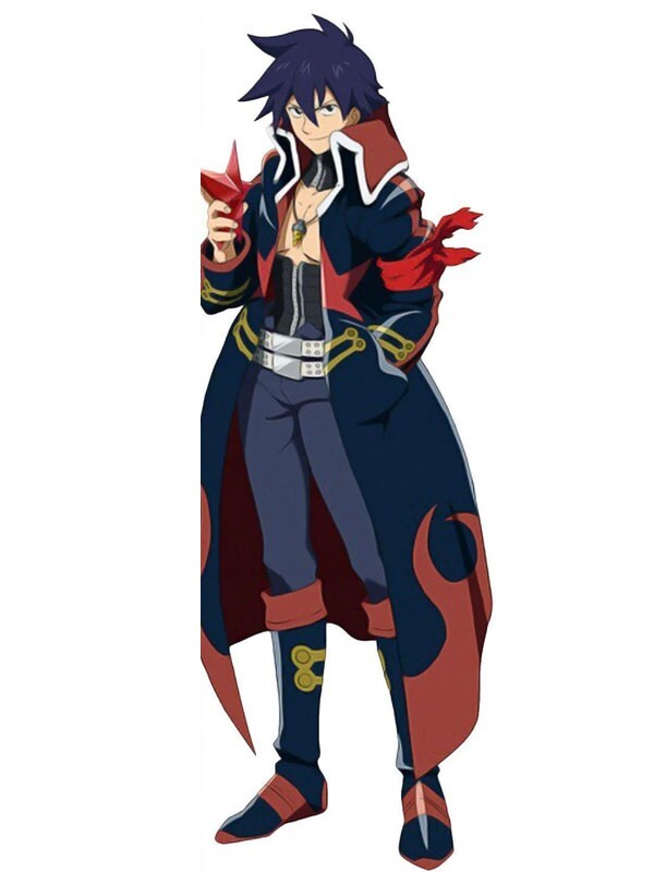 Handmade Gurren Lagann Simon Black Leather Costume Long Coat