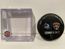 Florida Panthers Colorado Avalanche Game Used Warm Up Puck 12/6/2018 Hockey NHL!