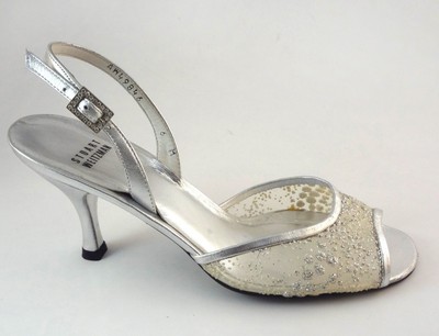 stuart weitzman silver glitter heels