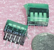 2 CTS 195-4MST 4 POS POSITION 4PST 8 PIN SIDE ACTUATED PCB PIANO DIP SWITCH USA