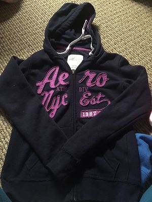 Women S Dark Blue Aeropostale Zip Front Hooded Jacket Size Xs Worn Twice Ebay