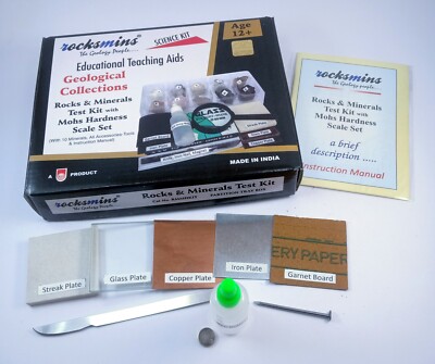 Rocksmins Rocks & Minerals Test Kit with Mohs Hardness Scale Set RMMHKIT Colour 