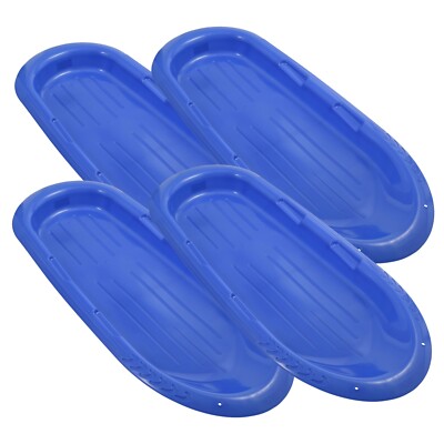 Superio 48'' Toboggan Snow Sled for Kids, Durable Plastic Slider - Blue 4 Pack