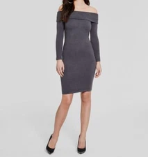 $118 Guess Women's Gray Off the Shoulder Ines Sheath Sweater Dress Size US S