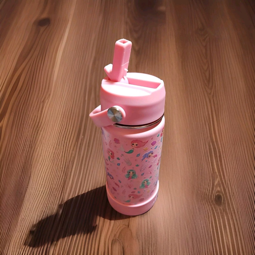 Insulated 14oz Pink Mermaid Tumbler with Lid & Straw