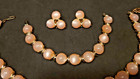Pink Moonglow Moonstone Thermoset Necklace Bracelet Earrings Vintage Set — photo 4