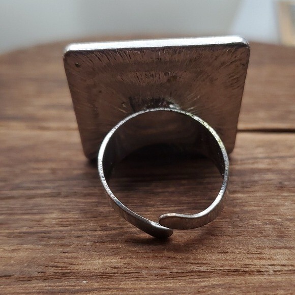 Turquoise cluster squared ring adjustable‎ size R… - image 3