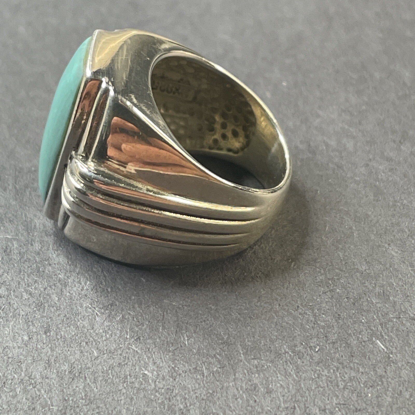 Large Solid Sterling Turquoise Ring Sz. 5.25 - image 4