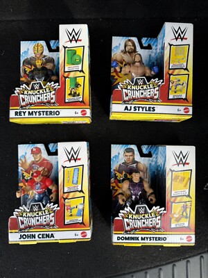 X4 WWE Knuckle Crunchers Complete Set John Cena/AJ/Rey Mysterio/Dominik Series 3