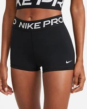 NWT NIKE WOMENS 3" PRO SHORT 365 BLACK WHITE CZ9857-010 ALL SIZES