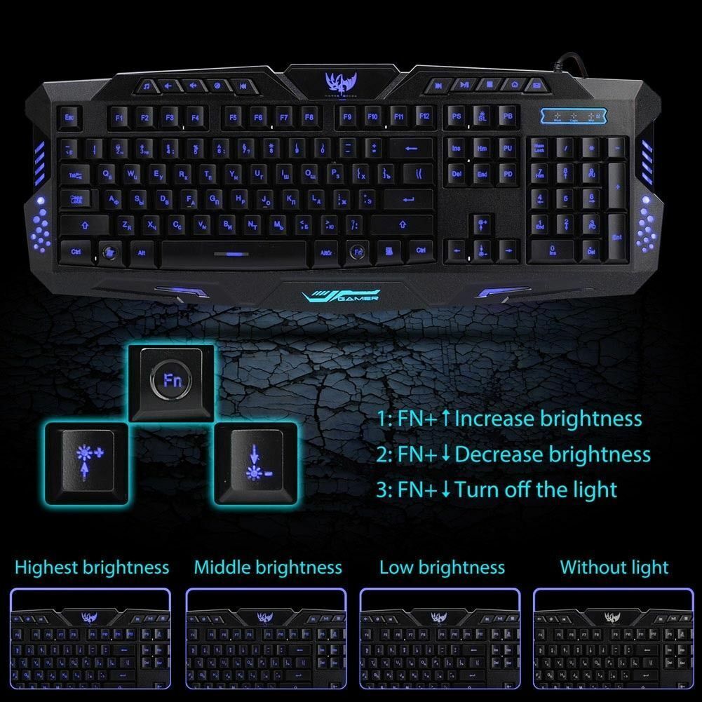 LED Backlit Wired Gaming Keyboard & Mouse Set – Mechanical Feel, Multi-Color Lights