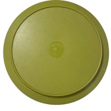 Vtg Tupperware Green Avocado Circular Plastic Storage Bowl 1206-15 & Lid 1207-41