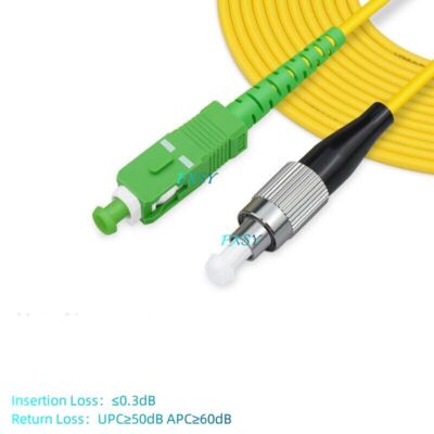 5Pcs 1m 2m 3m 5m FC/UPC to SC/APC Single Mode OS2 Simplex Fiber Optic Patch Cord