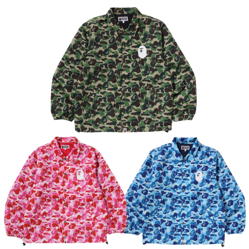 A Bathing Ape Men's Coach Jacket 2025 SS ABC CAMO Transfer Print