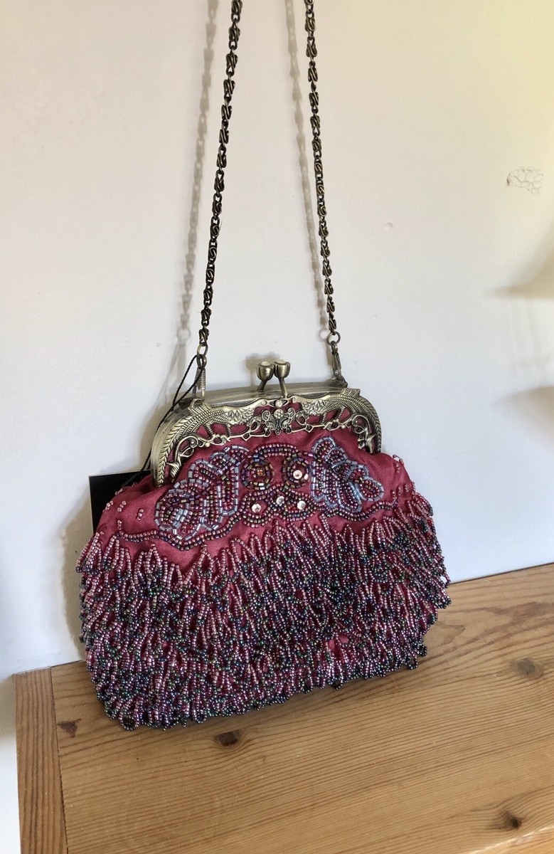 Zara Very Rare Vintage Style Sequinned & Beaded Metal Kisscross