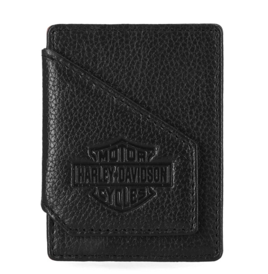 Harley Davidson Men's Bar & Shield Pebble Card Case Wallet Black