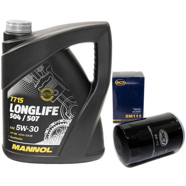 MotoröL Set 5W30 5 Liter + ÖLfilter SM 111 FüR Audi A4 Seat Leon Skoda VW Caddy-image