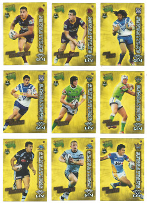 2010 NRL CHAMPIONS CARD LOT - [YELLOW GEM SENSATIONS CARDS] - COMPLETE YOUR SET