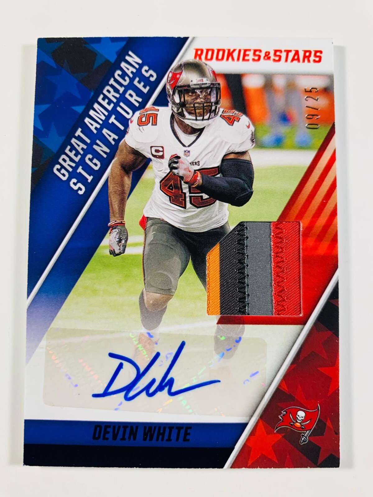 2021 Panini Rookies & Stars DEVIN WHITE 4 COLOR PATCH Auto /25 SSP Buccaneers