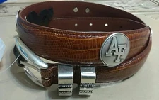Genuine Leather Brown Belt Size with Airforce Conchos Size 28 R+