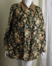 Ralph Lauren Sz 1x Quintessential Cabbage Rose Floral Twill Jacket Coat Cotton