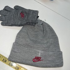 Nike Girls Futura Foldover Beanie  Gloves 2-Piece Set 7/16 Grey Heather