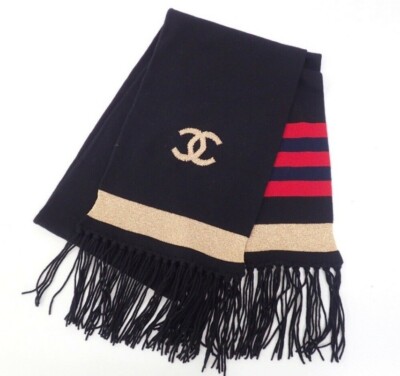 Chanel Runway Black Cashmere Scarf Moscow Collection Long Moscou Mint! Rare  09