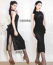 Latin Tango Salsa Ballroom Dance Show Performance Qipao Dress Rumba Samba Rhythm