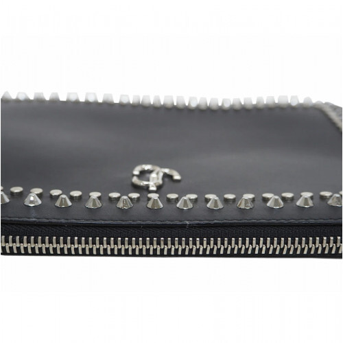 JIMMY CHOO FARA / JC Logo, Studded Leather Clutch Bag in