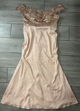 Women’s Pink Embellished Evening A-Line Sequin’s Straps Dress, sz Large
