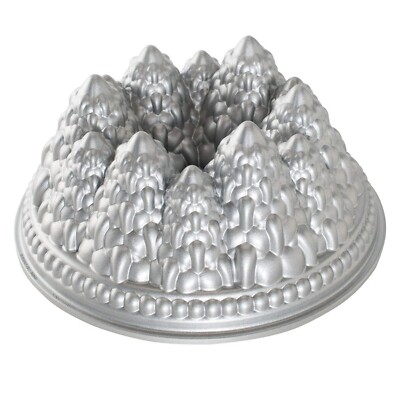 Nordic Ware Pine Forest Bundt, Sparkling Silver, 9 Cup Pine Forest Bundt, 9 Cup