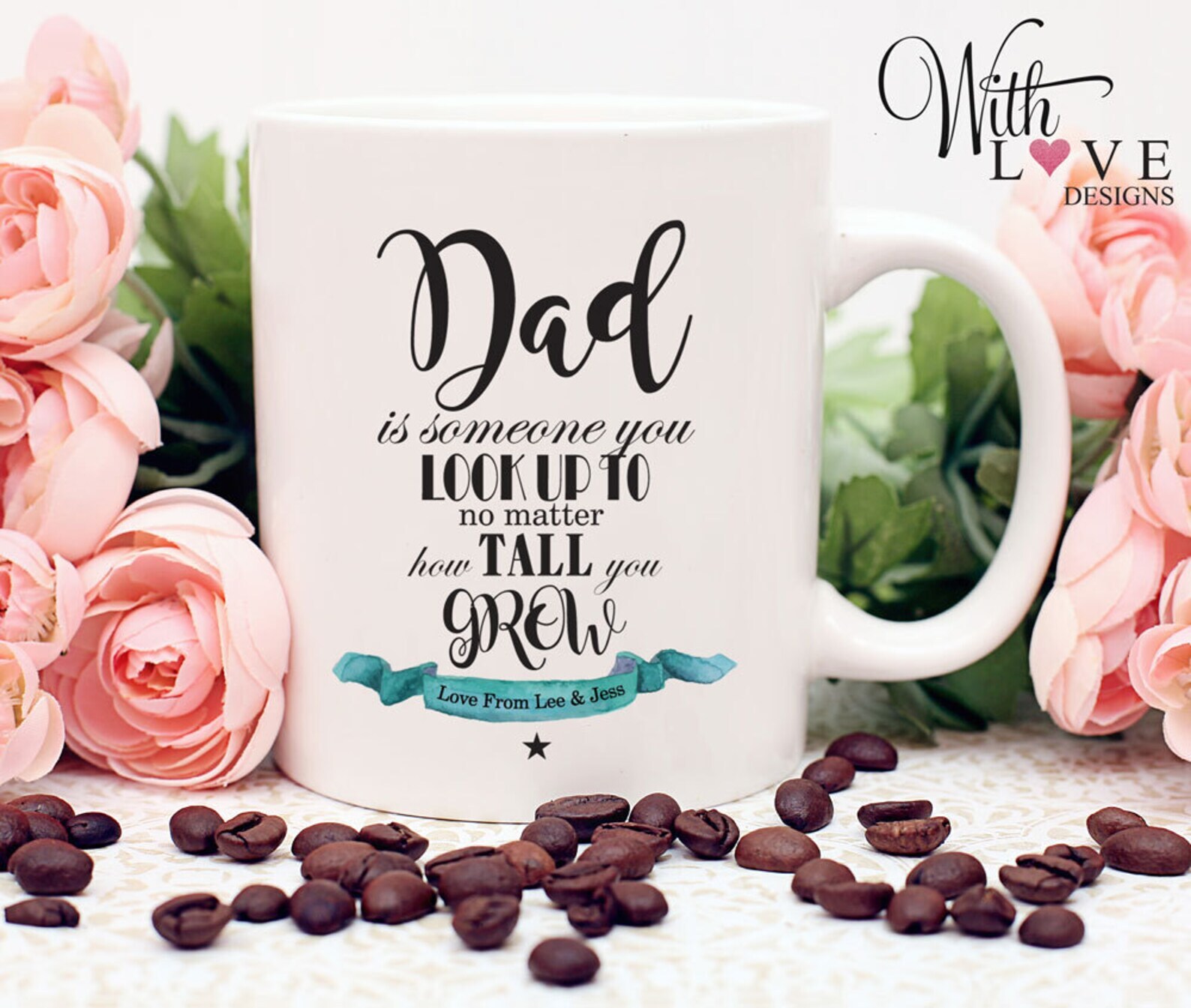 Fathers Day Dad Look Up To Hero Coffee Mug Tea Cup Personalised Birthday Custom